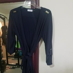 Long sleeve wrapped around dress